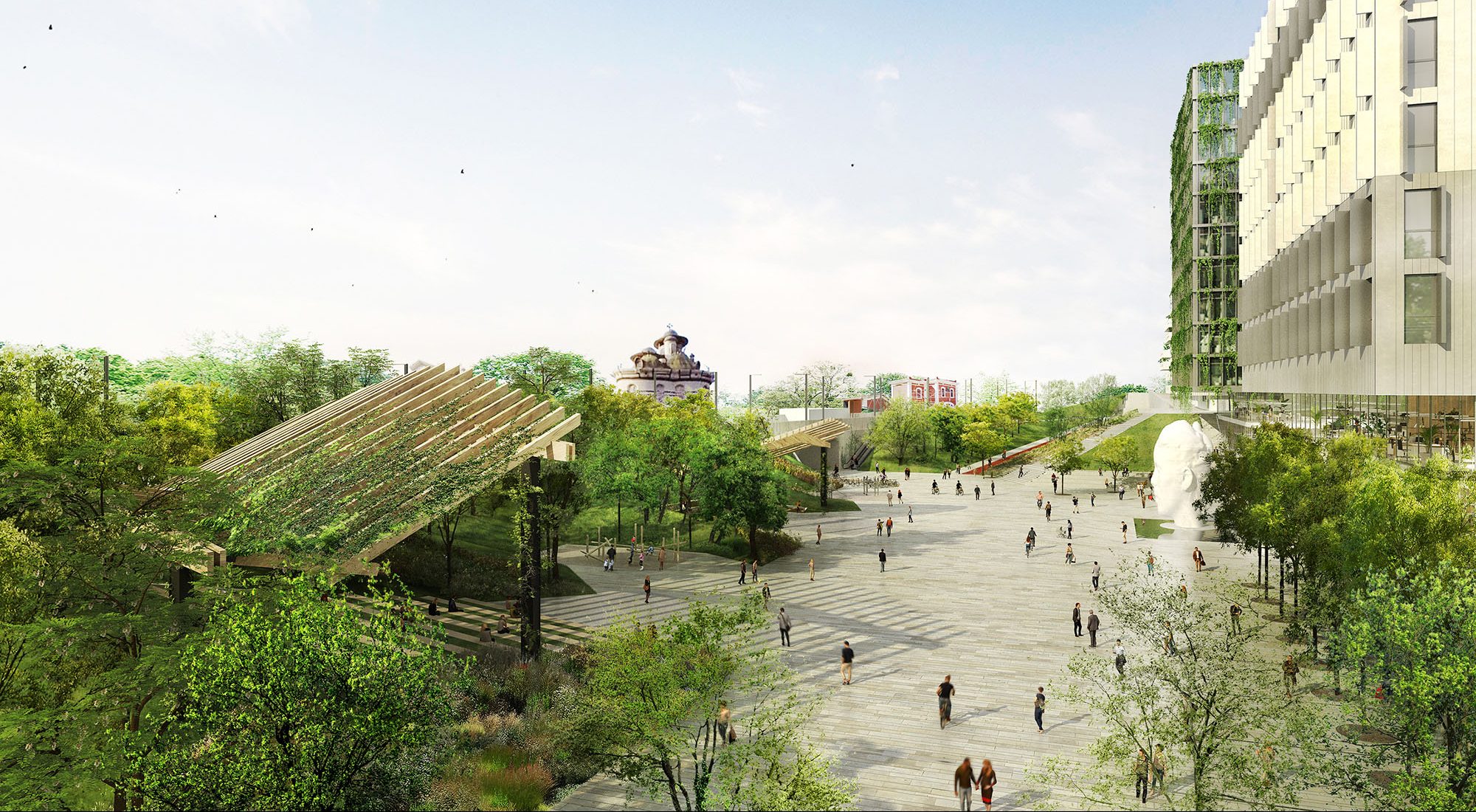 A mixed-use, transit-oriented development delivered through integrated management and holding structures.